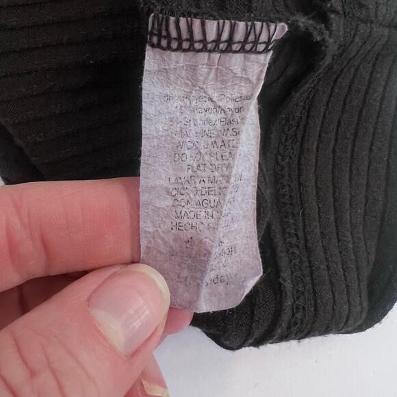 FINAL TOUCH RIBBED CREW NECK EXTENED LONG BELL SLEEVE CROP TOP SWEATSHIRT LARGE - Picture 8 of 9